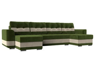 П-образный диван Честер, Зеленый/бежевый (вельвет) в Курске
