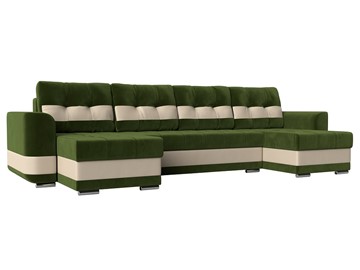 П-образный диван Честер, Зеленый/бежевый (вельвет/экокожа) в Курске