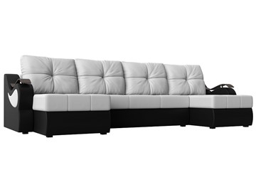 П-образный диван Меркурий П, Белый/черный (экокожа) в Курске