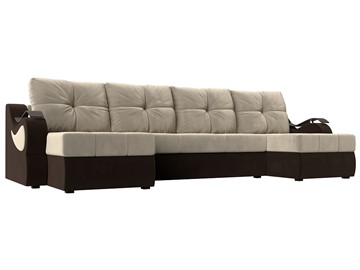 П-образный диван Меркурий П, Бежевый/коричневый (вельвет) в Курске