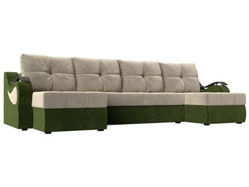 П-образный диван Меркурий П, Бежевый/зеленый (вельвет) в Курске