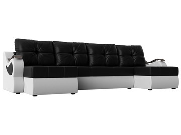 П-образный диван Меркурий П, Черный/белый (экокожа) в Курске - предосмотр