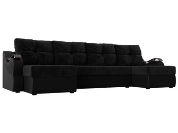 П-образный диван Меркурий П, Черный\Черный (Велюр\Экокожа) в Курске