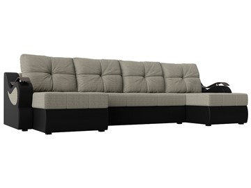 П-образный диван Меркурий П, Корфу 02 (рогожка)/черный (экокожа) в Курске
