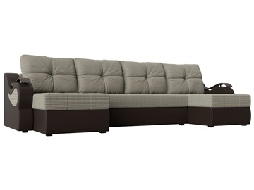 П-образный диван Меркурий П, Корфу 02 (рогожка)/коричневый (экокожа) в Курске