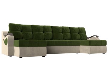 П-образный диван Меркурий П, Зеленый/бежевый (вельвет) в Курске