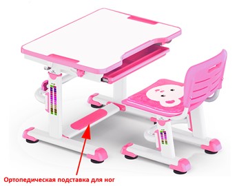 Растущая парта и стул Mealux BD-08 Teddy, pink, розовая в Курске