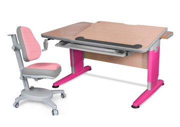 Кресло и растущая парта Mealux Detroit + Onyx BD-320 NT/R-L + Y-110 DPG, клен/розовый в Курске
