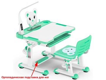 Растущий стол и стул Mealux EVO BD-04 Teddy New XL, с лампой, green, зеленая в Курске