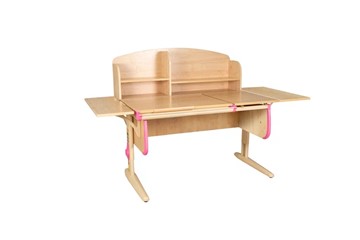 Растущий стол 1/75-40 (СУТ.25) + Polka_b 1/550 (2 шт.) + Polka_n 1/1200  бежевый/бежевый/розовый в Курске