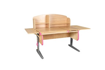 Детский стол-трансформер 1/75-40 (СУТ.25) + Polka_b 1/550 (2 шт.) + Polka_n 1/1200 бежевый/серый/розовый в Курске