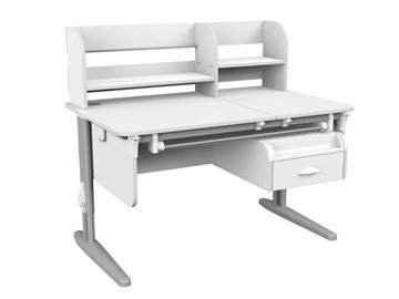 Детский стол-трансформер Lp/70-45 (СУТ.62 PRO) + Tumba 8 с лотком белый/серый/белый в Курске - предосмотр