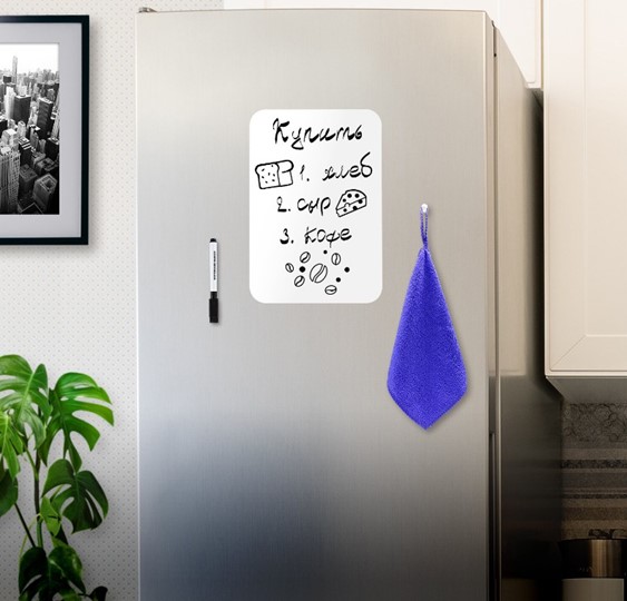 Доска магнитно-маркерная на холодильник BRAUBERG, 30х21 см с маркером, магнитом и салфеткой в Курске - изображение 2